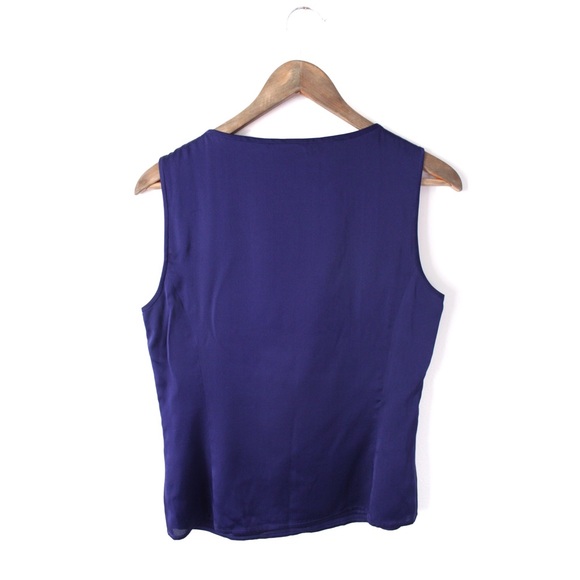 St. John Silk Purple Ruffled Sleeveless Undershirt Petite - Picture 5 of 7